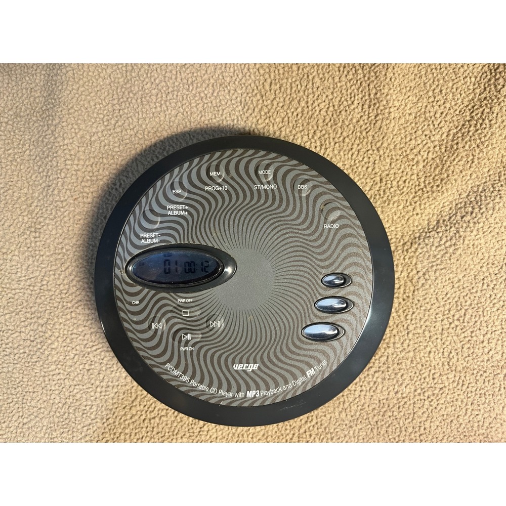 Verge PCDMT395 Portable CD Player MP3 Playback Digital FM Tuner ESP BBS Black - Picture 3 of 9